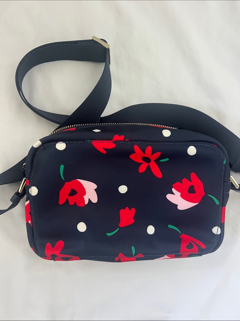 kate spade Chelsea Navy Floral Crossbody with Red and pink Accents - Picture 7 of 14